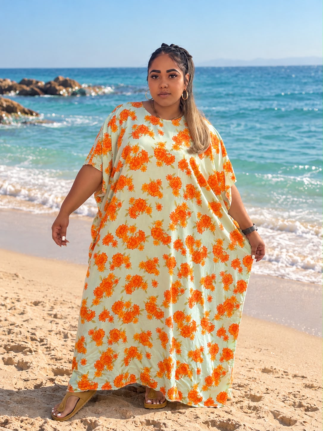 Orange Blossom Kaftan in Orange Blossom, modest clothing by RCL by Rieffs, Cape Town