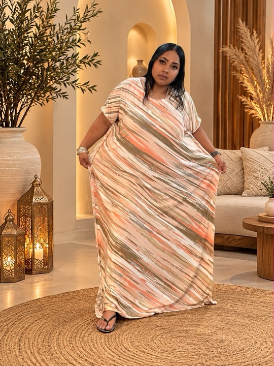 Kaftan in Peach Brushstroke, modest clothing by RCL by Rieffs, Cape Town