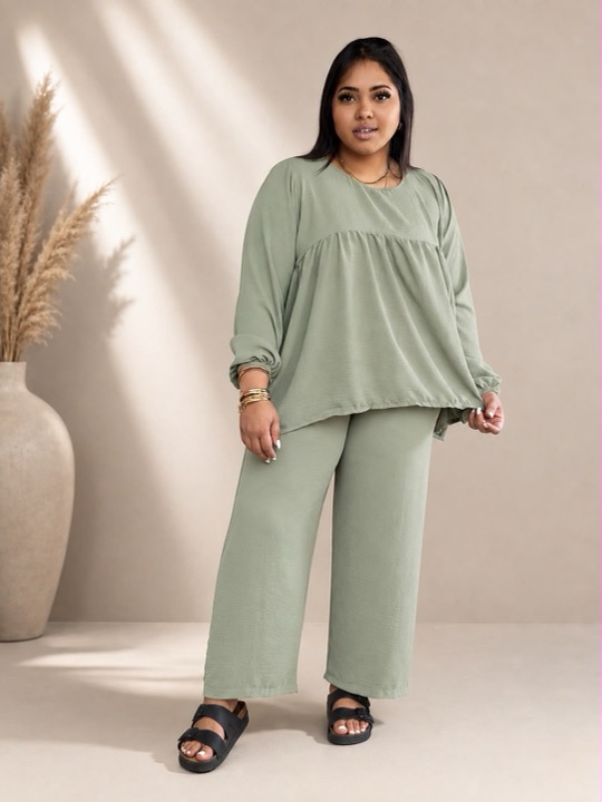 Smock Top & Pants Set in Sage, modest clothing by RCL by Rieffs, Cape Town