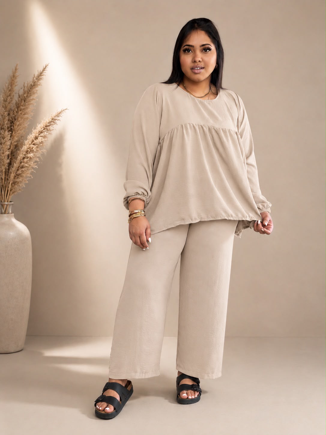 Smock Top & Pants Set in Stone, modest clothing by RCL by Rieffs, Cape Town
